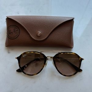 Ray Ban RB4253 tortoise round double bridge sunglasses